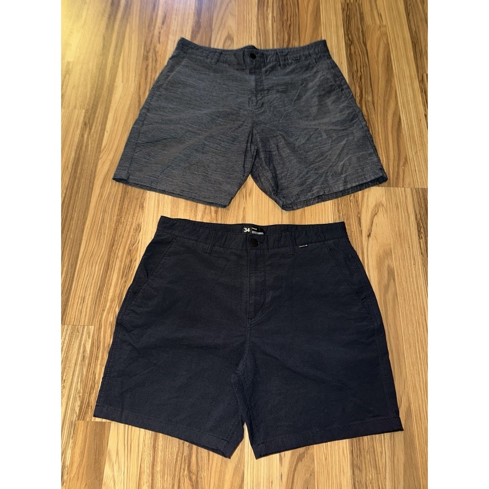 Hurley Board Shorts Lot Of 2 Dark Gray Blue Men's Sz 34 EUC